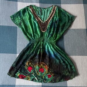 Boho beaded tunic top